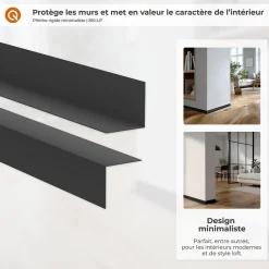 Quest Plinthe PVC rigide 50x20 mm, Plinthe murale autocollante, decorative, 200 cm, marron