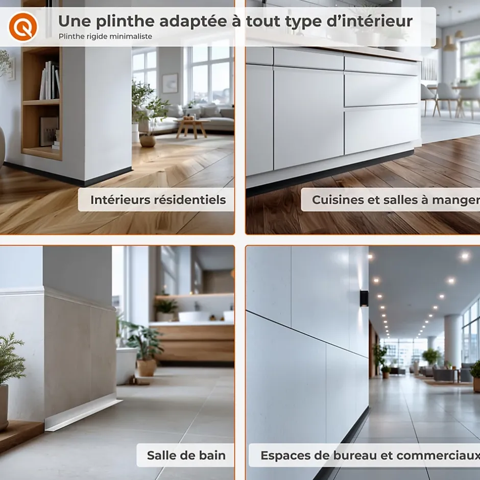 Quest Plinthe PVC rigide 50x20 mm, Plinthe murale autocollante, decorative, 200 cm, marron