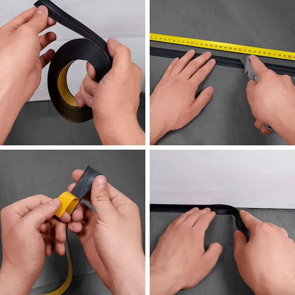 Plinthe Souple Auto-Adhésive en PVC 25x25mm, 10m, Bande Élastique pour Finitions et Étanchéité des Jonctions, bronze-Quest Discount