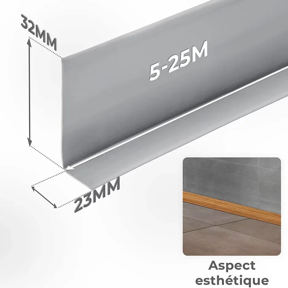 Quest Plinthe Souple Auto-Adhésive en PVC 32x23mm, 10m, Bande Flexible, Facile à Installer, sur Toutes les Surfaces, noir