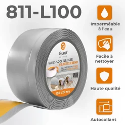 Quest Plinthe Souple Auto-Adhésive en PVC 100x25mm, 5m, Bande Flexible, Facile à Installer, Adaptée à Toutes Surface, gris