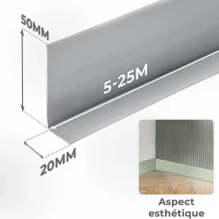 Quest Plinthe Souple Auto-Adhésive en PVC 50x20mm, 20m, Bande Flexible, Facile à Installer, sur Toutes les Surfaces, beige