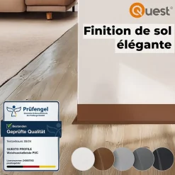 Plinthe Souple Auto-Adhésive en PVC 100x25mm, 25m, Bande Flexible, Facile à Installer, Adaptée à Toutes Surfac, gris foncé-Quest New