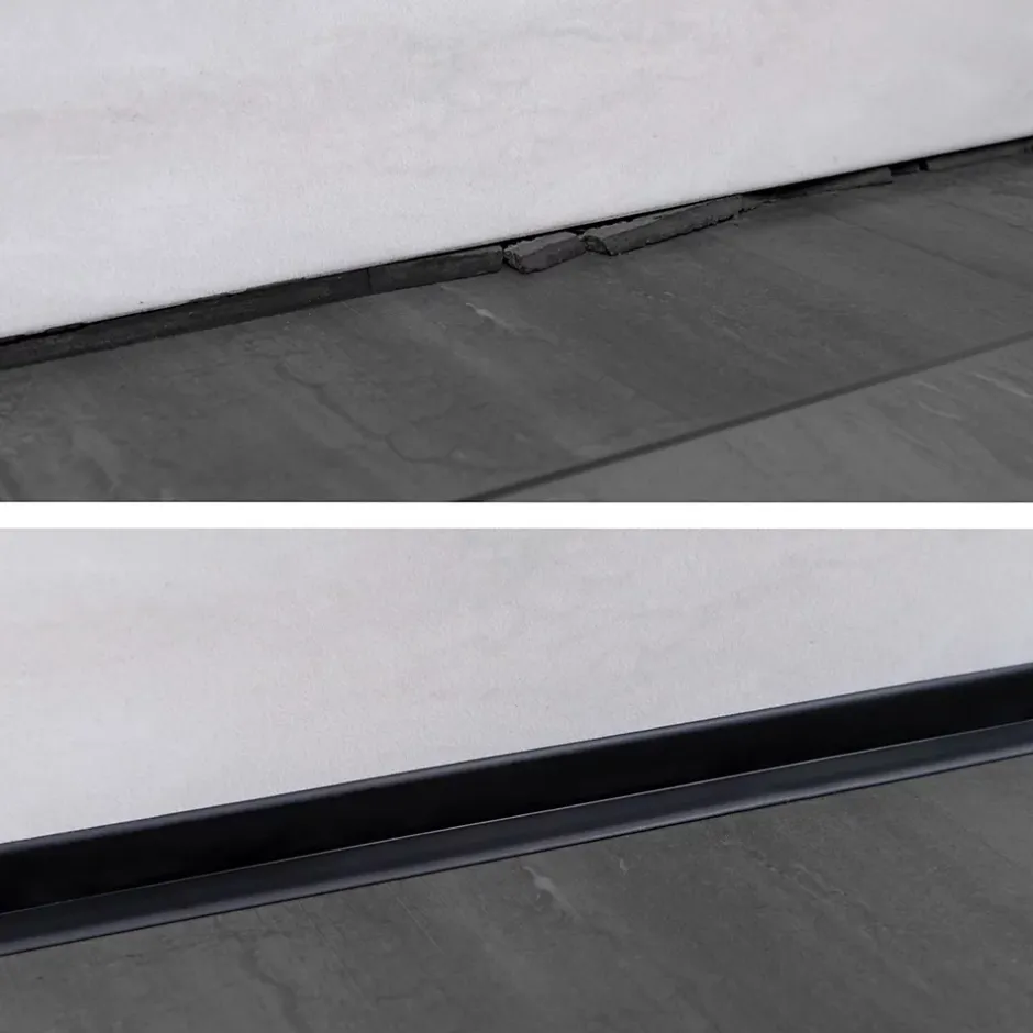 Quest Plinthe Souple Auto-Adhésive en PVC 18x18mm, 10m, Bande Élastique pour Finitions et Étanchéité des Jonctions, noir