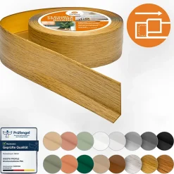 Plinthe Souple Auto-Adhésive en PVC 50x20mm, 25m, Bande Flexible, Facile à Installer, sur Toutes les Surfaces, chêne-Quest