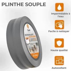 Quest Plinthe Souple Auto-Adhésive en PVC 32x23mm, 15m, Bande Flexible, Facile à Installer, sur Toutes les Surfaces, graphite