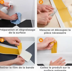 Plinthe Souple Auto-Adhésive en PVC 100x25mm, 15m, Bande Flexible, Facile à Installer, Adaptée à Toutes Surfac, noir-Quest Best