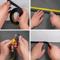 Plinthe Souple Auto-Adhésive en PVC 25x25mm, 15m, Bande Élastique pour Finitions et Étanchéité des Jonctions, graphite-Quest New