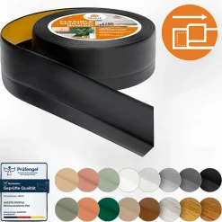 Plinthe Souple Auto-Adhésive en PVC 50x20mm, 25m, Bande Flexible, Facile à Installer, sur Toutes les Surfaces, noir-Quest Hot
