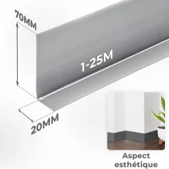 Quest Plinthe Souple Auto-Adhésive en PVC 70x20mm, 15m, Bande Flexible, Facile à Installer, Adaptée à Toutes Surface, brique