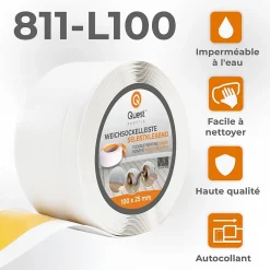 Quest Plinthe Souple Auto-Adhésive en PVC 100x25mm, 1m, Bande Flexible, Facile à Installer, Adaptée à Toutes Surface, blanc