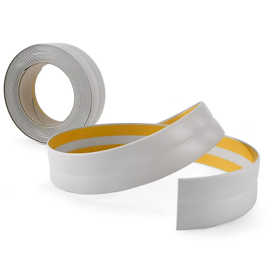 Quest Plinthe Souple Auto-Adhésive en PVC 15x15mm, 10m, Bande Élastique pour Finitions et Étanchéité des Jonctions, gris clair