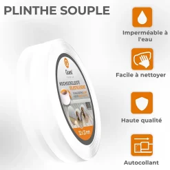 Plinthe Souple Auto-Adhésive en PVC 32x23mm, 15m, Bande Flexible, Facile à Installer, sur Toutes les Surfaces, blanc-Quest Best