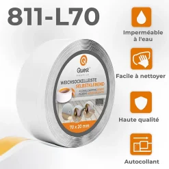 Quest Plinthe Souple Auto-Adhésive en PVC 70x20mm, 5m, Bande Flexible, Facile à Installer, Adaptée à Toutes Surfaces, blanc