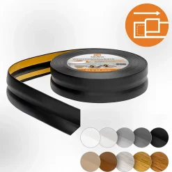 Quest Plinthe Souple Auto-Adhésive en PVC 32x23mm, 5m, Bande Flexible, Facile à Installer, sur Toutes les Surfaces, noir