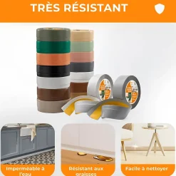 Quest Plinthe Souple Auto-Adhésive en PVC 50x20mm, 10m, Bande Flexible, Facile à Installer, sur Toutes les Surfaces, gris clair