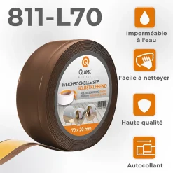 Plinthe Souple Auto-Adhésive en PVC 70x20mm, 20m, Bande Flexible, Facile à Installer, Adaptée à Toutes Surface, bronze-Quest Sale