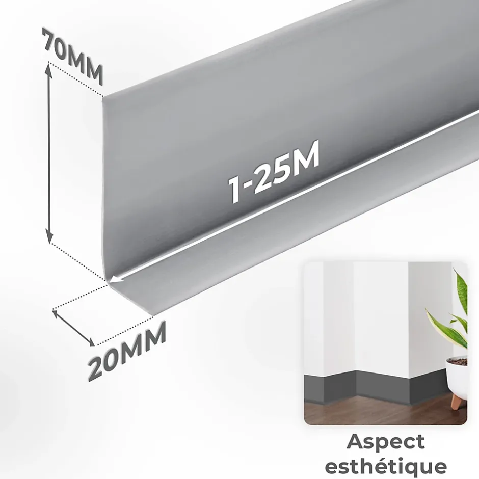 Plinthe Souple Auto-Adhésive en PVC 70x20mm, 20m, Bande Flexible, Facile à Installer, Adaptée à Toutes Surface, bronze-Quest Sale