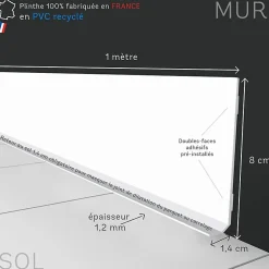 Plinthes PVC adhésives décoratives pour sol - Lot de 25 - 200x8 cm (50m) Noir - Total Black-99Deco Sale