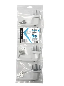 Poignée alu à clé blanc pour fenêtre L.125 mm vendue par 3 pièces-Acbat Sale