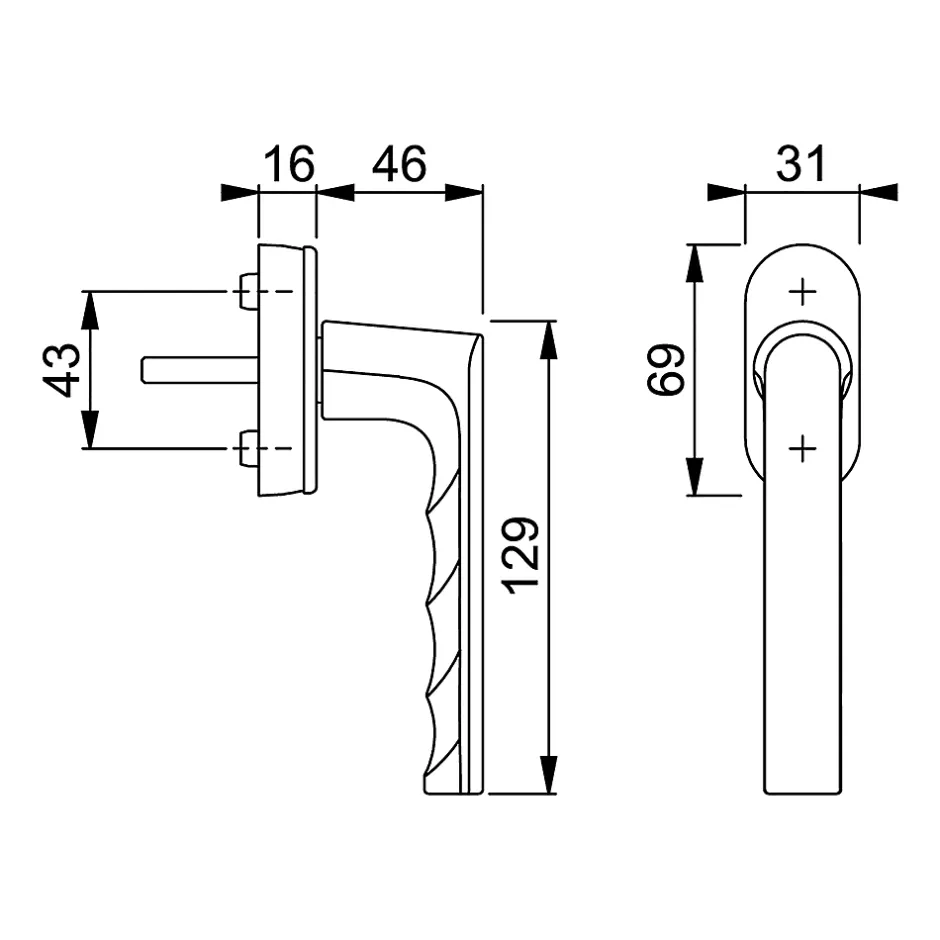 Acbat Poignée alu anodisé aspect inox Hamburg pour fenêtre L.129mm