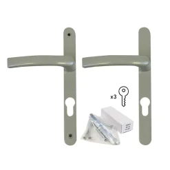 GoodHome Poignée alu carré cylindre argent pour porte fenêtre bois