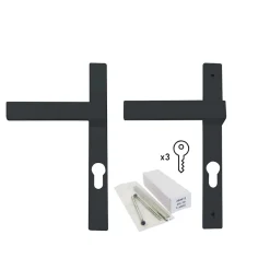 Poignée alu carré cylindre gris pour porte fenêtre pvc gris-GoodHome Sale