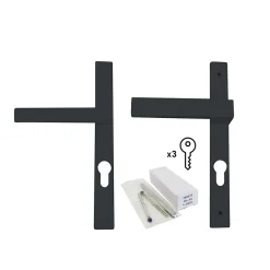 GoodHome Poignée alu gris et clés pour porte fenêtre avec volet roulant pvc gris