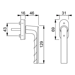 Acbat Poignée alu laqué blanc Hamburg pour fenêtre L.129mm
