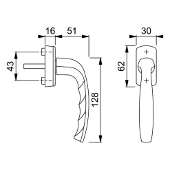 Acbat Poignée alu laqué blanc New York pour fenêtre L.128mm