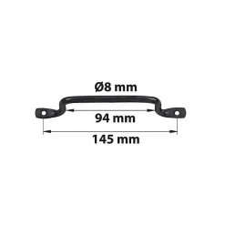 Poignée de contrevent de volet en acier couleur noir L.165 x P.15 x H.45 mm