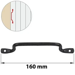 Poignée de contrevent de volet en acier couleur noir L.165 x P.15 x H.45 mm