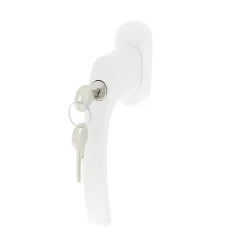 Poignée de fenêtre avec clé Minia PVC blanc l.2,9 x H.15,4 x P.6 cm