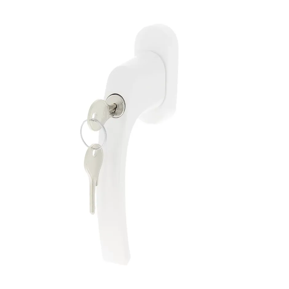 Poignée de fenêtre avec clé Minia PVC blanc l.2,9 x H.15,4 x P.6 cm