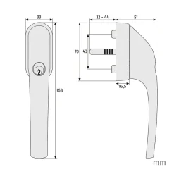 Abus Poignée de fenêtre avec clé grise