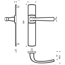 Vachette Poignée de porte d'entrée - Muze - - Diamant noir - Clé I - 195 mm
