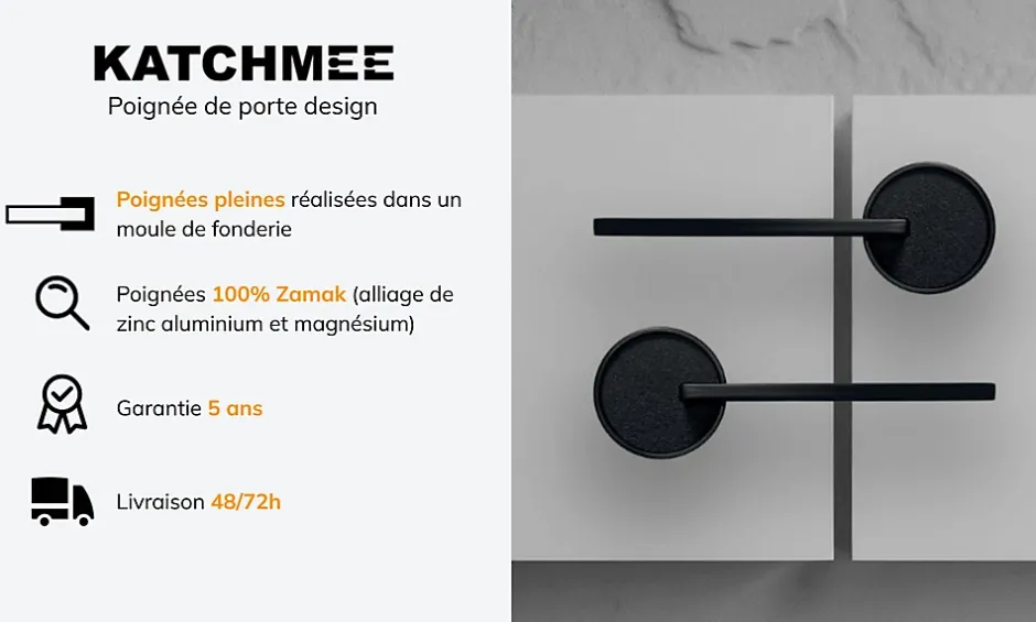 Katchmee Poignée de porte design finition aspect or rose Livia -