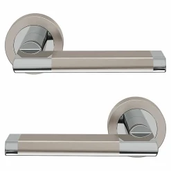 Poignée de porte droit à visser effet chrome satin gris Ø52mm , Jaslo-GoodHome