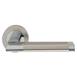 Poignée de porte droit à visser effet chrome satin gris Ø52mm , Jaslo-GoodHome