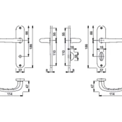 Hoppe Poignée de porte intérieure - San diego - Et Cie - Gris argent - Condamnation - 165 mm