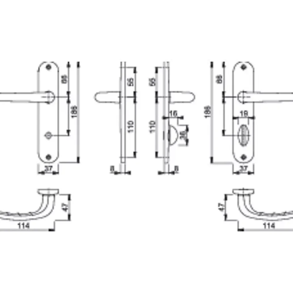 Hoppe Poignée de porte intérieure - San diego - Et Cie - Gris argent - Condamnation - 165 mm