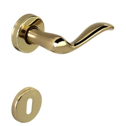 Hardwarexchange Poignée de porte intérieure sur rosace Zamac laiton brillant haute resistance Avec ressort de rappel