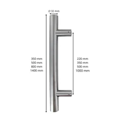 Poignée de tirage - Baton de maréchal - Inox 304 - Droit 90 degrés 1400mm-Secury-T