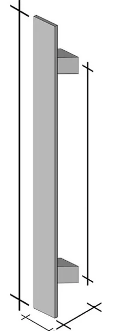 Hardwarexchange Poignée de tirage - inclinée 60 - Rectangle 40x10 mm - Entraxe350 - S55 - A62 - L500 mm - INOX 304 poli