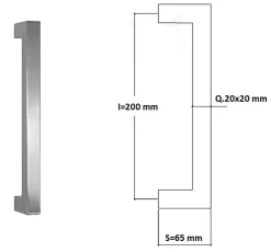 Poignée de tirage Carrée 20x20 mm - Entraxe200 mm - INOX 304 satiné-Hardwarexchange New