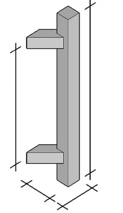 Hardwarexchange Poignée de tirage Carrée 25x25 mm - Entraxe350 - S85 - A70 - L500 mm - incliné 45 - INOX 304 poli