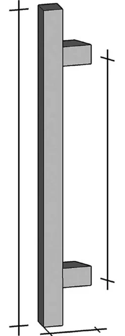 Poignée de tirage Carrée 30x30 mm - Entraxe500 - S85 A70 - L650 mm - incliné 60 - INOX 304 satiné-Hardwarexchange Online
