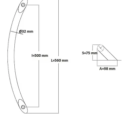 Poignée de tirage Diamètre 32 mm - Entraxe500 mm - INOX 304 Laqué RAL 9005 Noir Mat-Hardwarexchange New