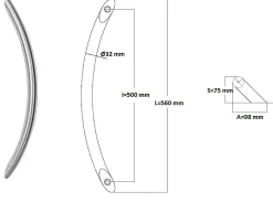 Hardwarexchange Poignée de tirage Diamètre 32 mm - Entraxe500 mm - INOX 304 satiné