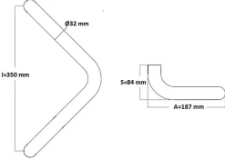 Hardwarexchange Poignée de tirage Diamètre 32 mm - Entraxe350 mm - INOX 304 Laqué RAL 9005 Noir Mat